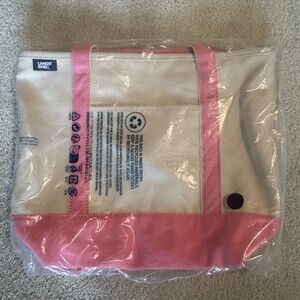 Lands’ End Medium Zip Top Pink Tote Bag